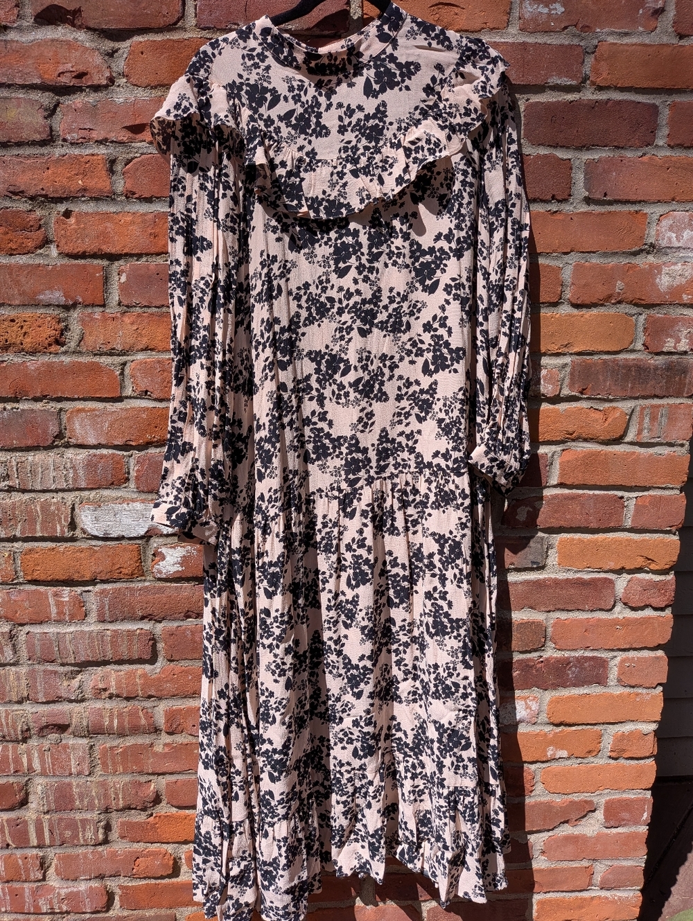 Topshop Floral Ruffle High-Neck Maxi Dress Size 10